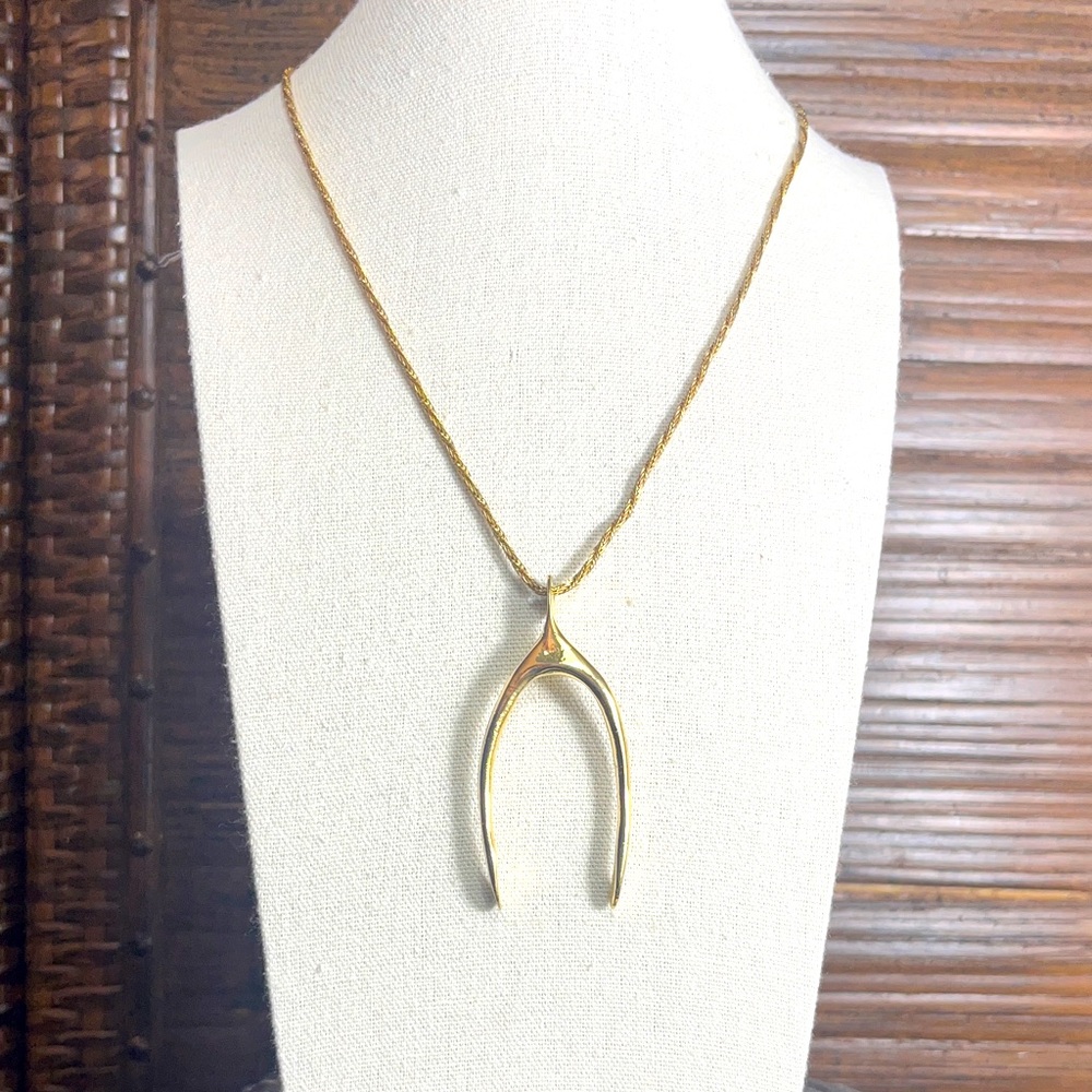 Cadoro Vintage Gold Tone Wishbone Necklace